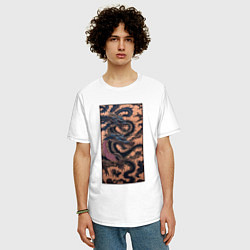 Футболка оверсайз мужская Irezumi - японские драконы змеи, цвет: белый — фото 2