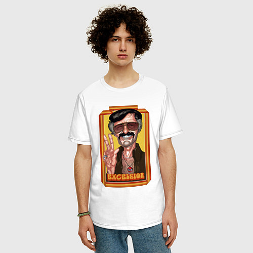 Мужская футболка оверсайз Stan Lee peace / Белый – фото 3