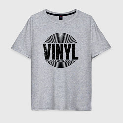 Футболка оверсайз мужская Vinyl надпись с пластинкой, цвет: меланж