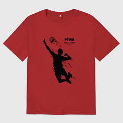 Футболка оверсайз мужская FIVB - международная федерация волейбола, цвет: красный