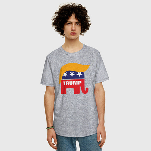 Мужская футболка оверсайз Trump elephant / Меланж – фото 3