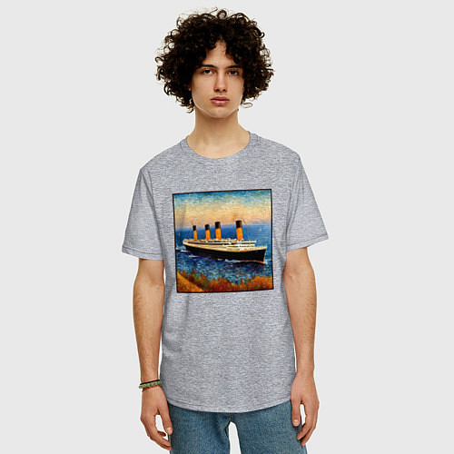 Мужская футболка оверсайз Титаник в стиле Ван Гога / Меланж – фото 3