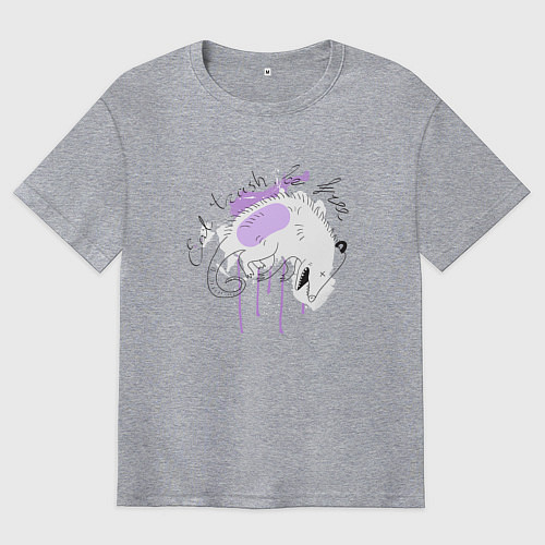 Мужская футболка оверсайз Опоссум: eat trash, be free / Меланж – фото 1