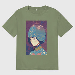 Футболка оверсайз мужская Japanese girl, цвет: авокадо