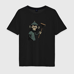 Футболка оверсайз мужская Monkey with a hammer, цвет: черный
