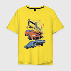 Футболка оверсайз мужская Авто переворот beamng drive, цвет: желтый