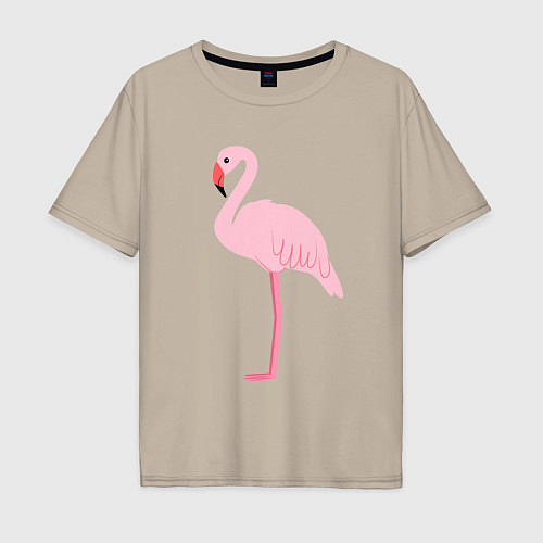 Мужская футболка оверсайз Фламинго розовый / Миндальный – фото 1