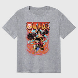 Футболка оверсайз мужская Атака Манки Д Луффи, цвет: меланж