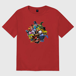 Футболка оверсайз мужская Персонажи фнаф, цвет: красный