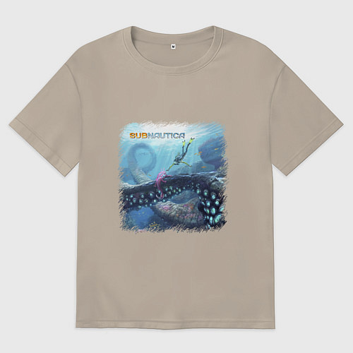 Мужская футболка оверсайз Subnautica - подводный мир / Миндальный – фото 1
