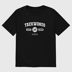 Футболка оверсайз мужская Тхэквондо varsity style, цвет: черный