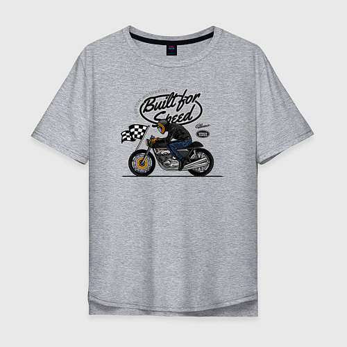 Мужская футболка оверсайз Мотогонки мотоциклист / Меланж – фото 1