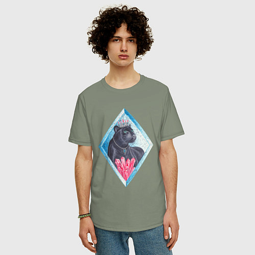 Мужская футболка оверсайз Черная пантера и кристаллы / Авокадо – фото 3