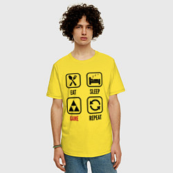 Футболка оверсайз мужская Eat - sleep - Zelda - repeat, цвет: желтый — фото 2