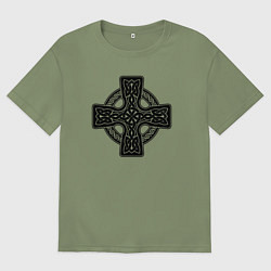 Футболка оверсайз мужская Кельтский крест, цвет: авокадо