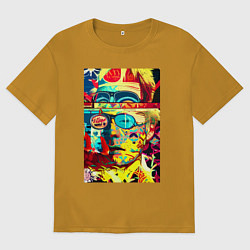 Футболка оверсайз мужская Энди Уорхол - поп-арт - автопортрет, цвет: горчичный