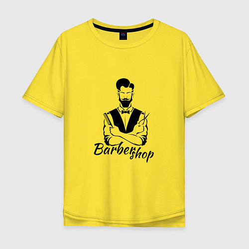 Мужская футболка оверсайз Barbershop / Желтый – фото 1