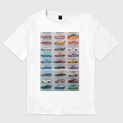Футболка оверсайз мужская Hot Wheels - collection Автомобили на полке, цвет: белый