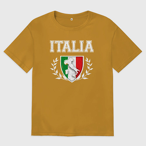 Мужская футболка оверсайз Italy map / Горчичный – фото 1