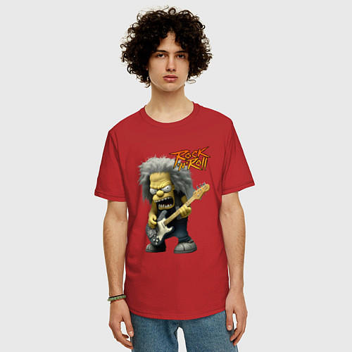 Мужская футболка оверсайз Rock Simpsons style / Красный – фото 3