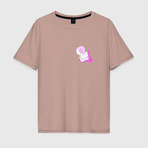 Мужская футболка оверсайз Крошечный котенок: im smol / Пыльно-розовый – фото 1