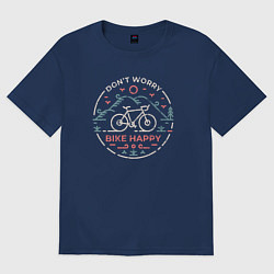 Футболка оверсайз мужская Dont worry bike happy, цвет: тёмно-синий