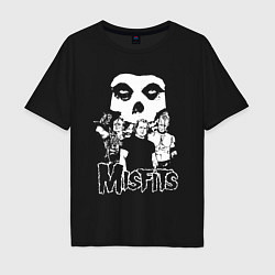 Футболка оверсайз мужская Misfits рок группа, цвет: черный