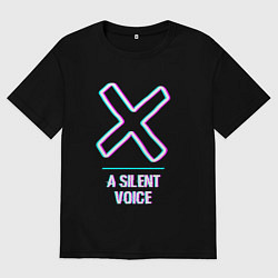 Футболка оверсайз мужская Символ A Silent Voice в стиле glitch, цвет: черный
