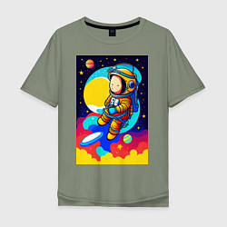 Футболка оверсайз мужская Маленький космонавт, цвет: авокадо