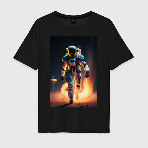 Мужская футболка оверсайз Брутальный астронавт / Черный – фото 1
