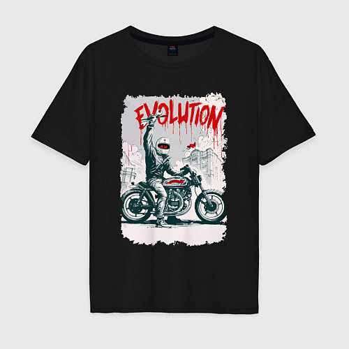 Мужская футболка оверсайз Evolution - motorcycle / Черный – фото 1