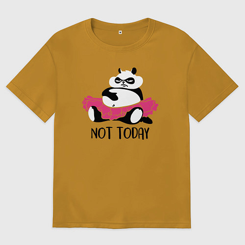 Мужская футболка оверсайз Ленивая панда / Горчичный – фото 1