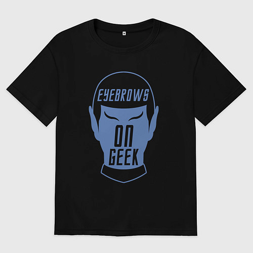 Мужская футболка оверсайз Eyebrows on geek / Черный – фото 1