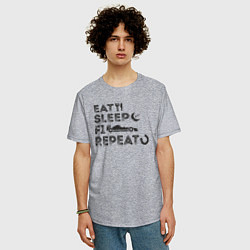 Футболка оверсайз мужская Eat sleep F1, цвет: меланж — фото 2