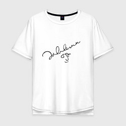Футболка оверсайз мужская Джон Леннон - автограф, цвет: белый