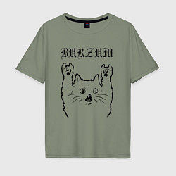 Футболка оверсайз мужская Burzum - rock cat, цвет: авокадо