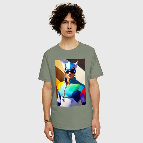Мужская футболка оверсайз Manly dude - cyberpunk / Авокадо – фото 3