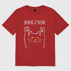 Футболка оверсайз мужская Burzum rock cat, цвет: красный