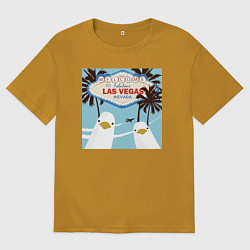 Футболка оверсайз мужская Чайки на курорте, цвет: горчичный