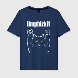 Футболка оверсайз мужская Limp Bizkit rock cat, цвет: тёмно-синий