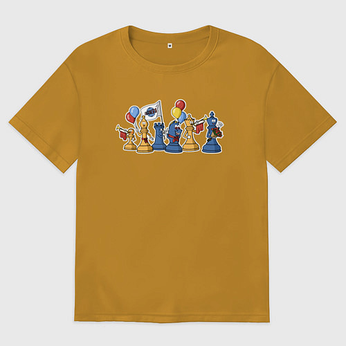 Мужская футболка оверсайз Шахматный парад 1 мая / Горчичный – фото 1