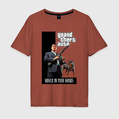 Мужская футболка оверсайз GTA Майкл де Санта / Кирпичный – фото 1