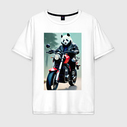 Мужская футболка оверсайз Panda - cool biker