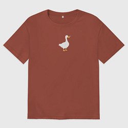 Футболка оверсайз мужская Опасный гусь с ножом, цвет: кирпичный