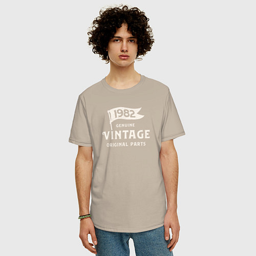 Мужская футболка оверсайз 1982 подлинный винтаж - оригинальные детали / Миндальный – фото 3
