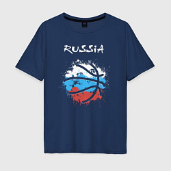 Футболка оверсайз мужская Russia basketball, цвет: тёмно-синий