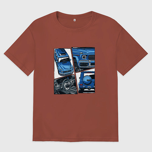 Мужская футболка оверсайз Mercedes-Benz G63 AMG Gelandewagen V1 / Кирпичный – фото 1