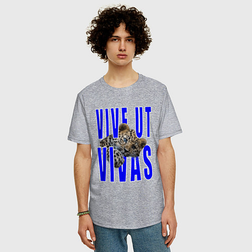 Мужская футболка оверсайз Vive ut vivas / Меланж – фото 3
