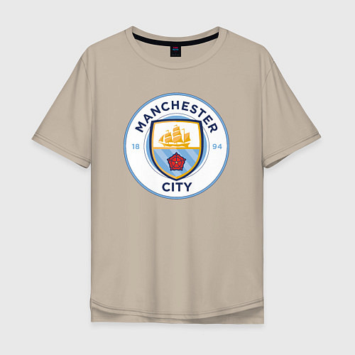 Мужская футболка оверсайз Manchester City FC / Миндальный – фото 1