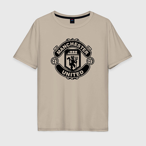 Мужская футболка оверсайз Manchester United black / Миндальный – фото 1